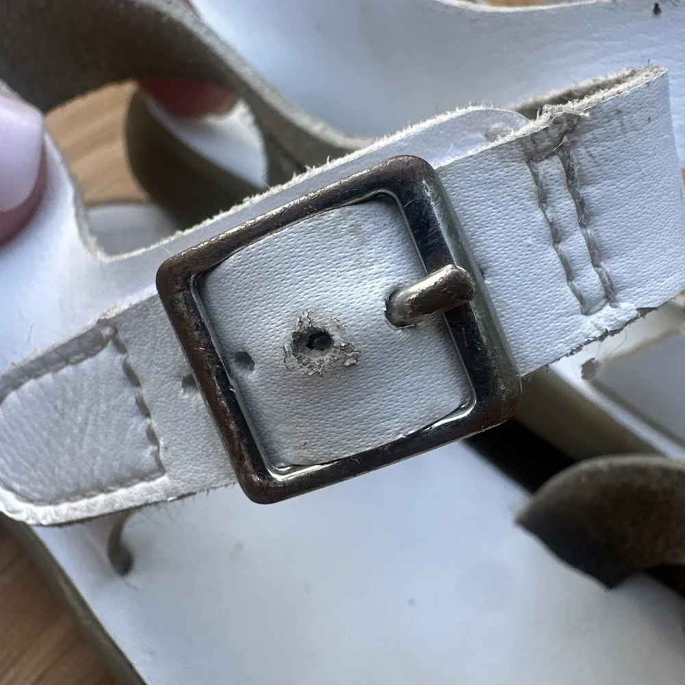 Footmates ECO-TIDE Leather Sandals Boys Size 9 White ES010 Adjustable Buckle